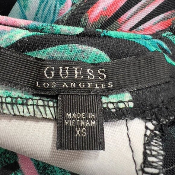 Guess Los Angeles Women's Black Tropical Palm Leaf Bodycon Mini Dress XS - Picture 7 of 9